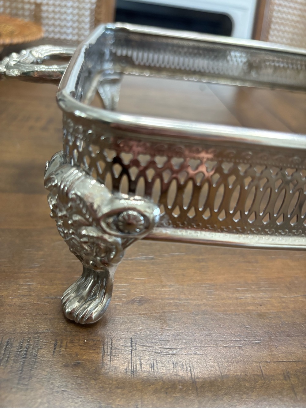 Vintage silverplated ornate rectangle casserole dish holder